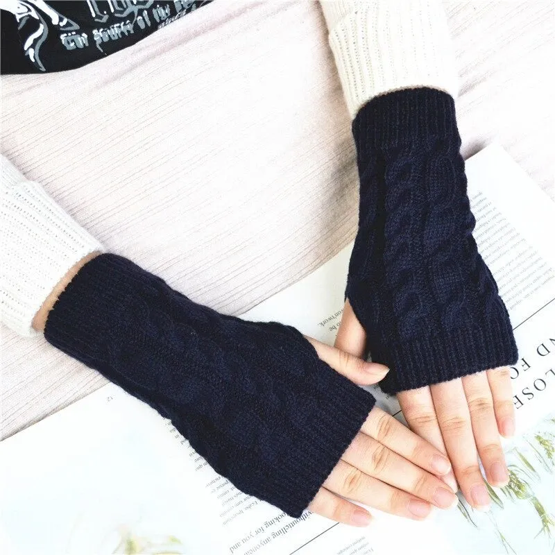 Pretty Stylish Knitted Hand Warmer Fingerless Winter Gloves