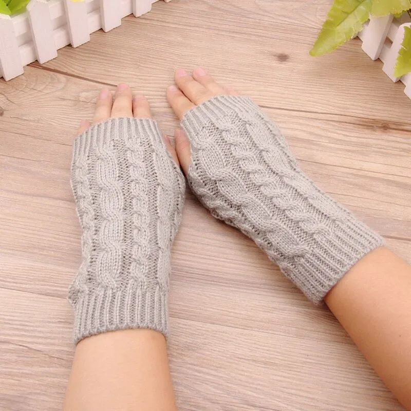 Pretty Stylish Knitted Hand Warmer Fingerless Winter Gloves