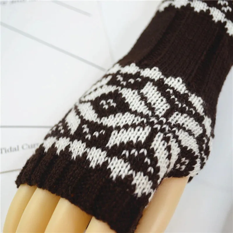 Pretty Stylish Knitted Hand Warmer Fingerless Winter Gloves