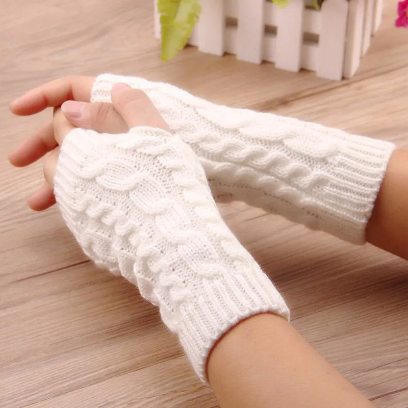 Pretty Stylish Knitted Hand Warmer Fingerless Winter Gloves