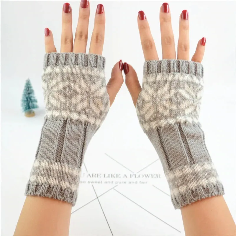 Pretty Stylish Knitted Hand Warmer Fingerless Winter Gloves