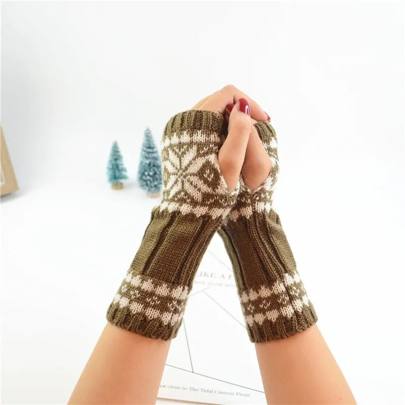 Pretty Stylish Knitted Hand Warmer Fingerless Winter Gloves