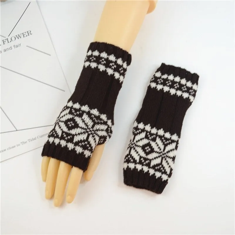 Pretty Stylish Knitted Hand Warmer Fingerless Winter Gloves