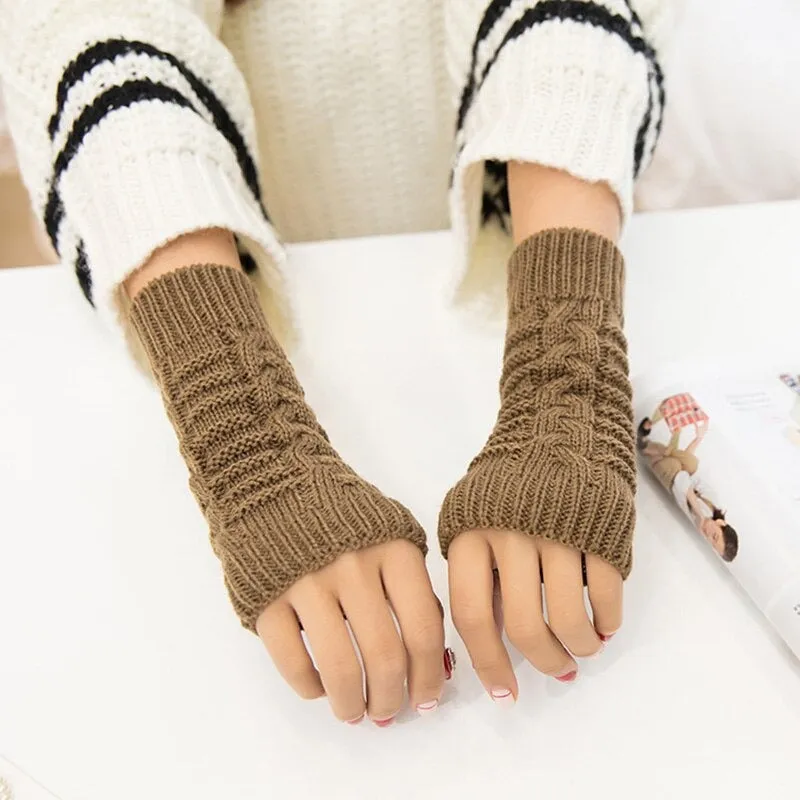 Pretty Stylish Knitted Hand Warmer Fingerless Winter Gloves