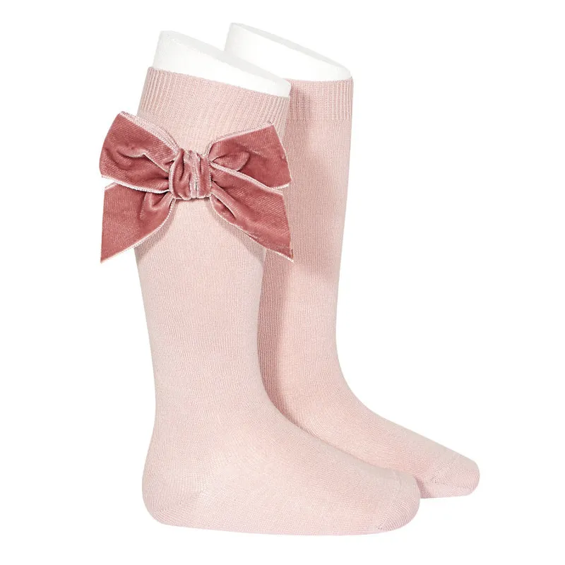 Rose Large Velvet Bow Socks