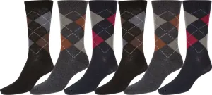 Sakkas Mens Cotton Blend Argyle Dress And Casual Socks , 6-Pack Assorted