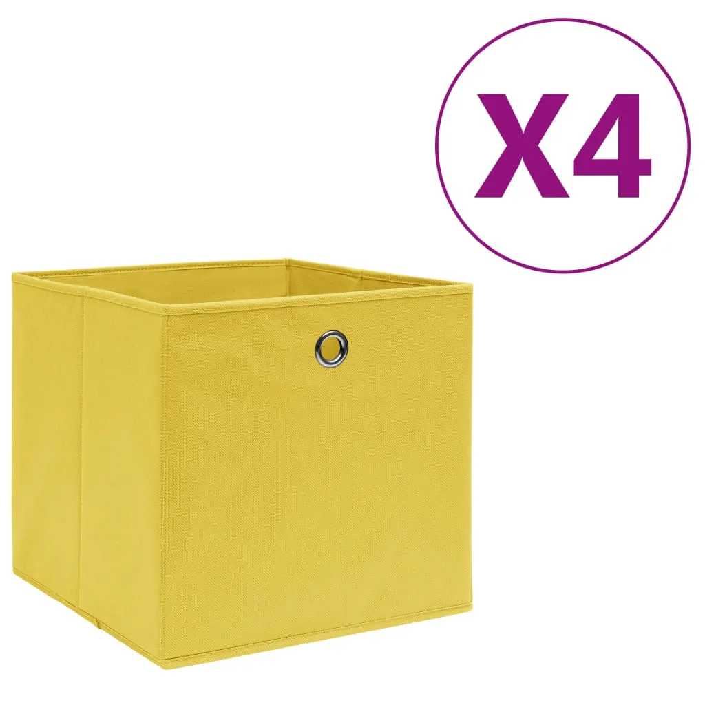 Storage Boxes 4 pcs Non-woven Fabric 28x28x28 cm Yellow