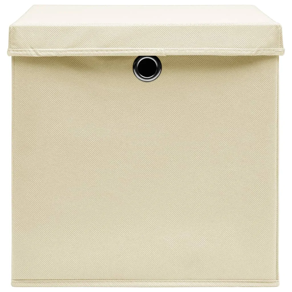 Storage Boxes with Covers 10 pcs 28x28x28 cm Cream