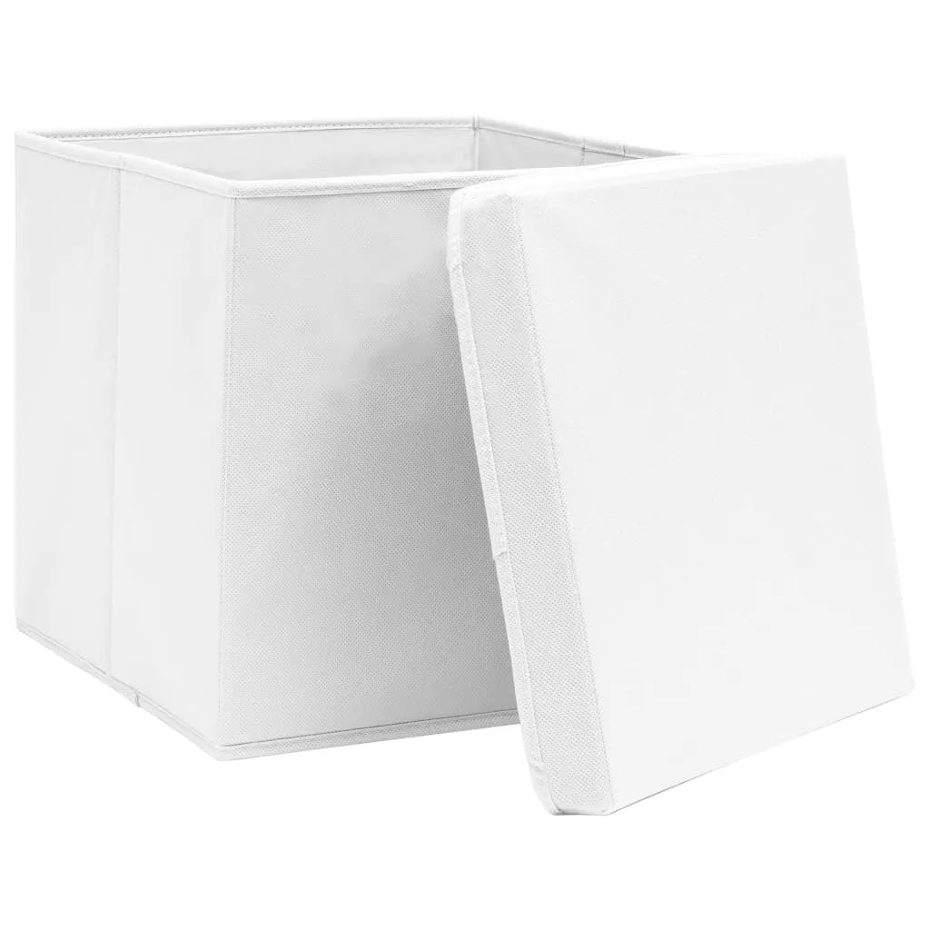 Storage Boxes with Covers 10 pcs 28x28x28 cm White