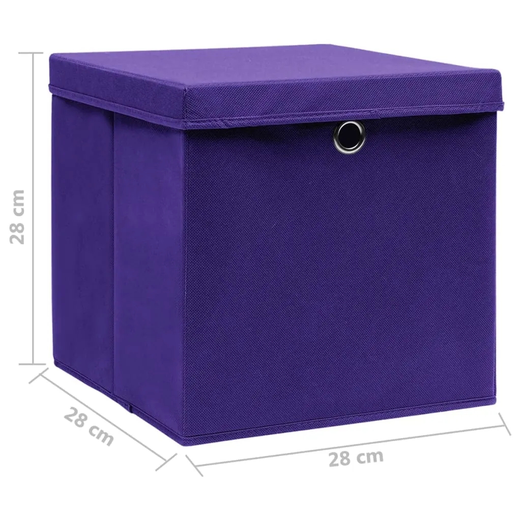 Storage Boxes with Covers 4 pcs 28x28x28 cm Purple