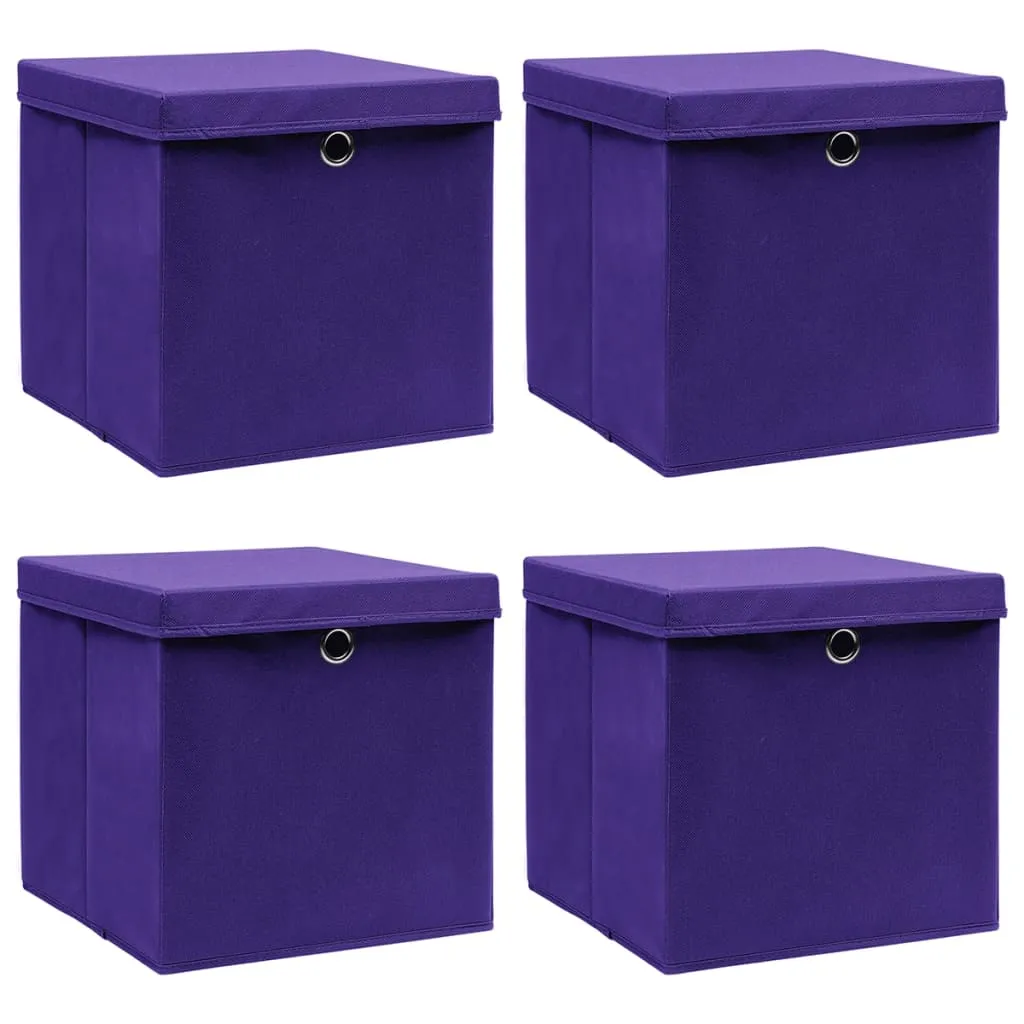 Storage Boxes with Covers 4 pcs 28x28x28 cm Purple