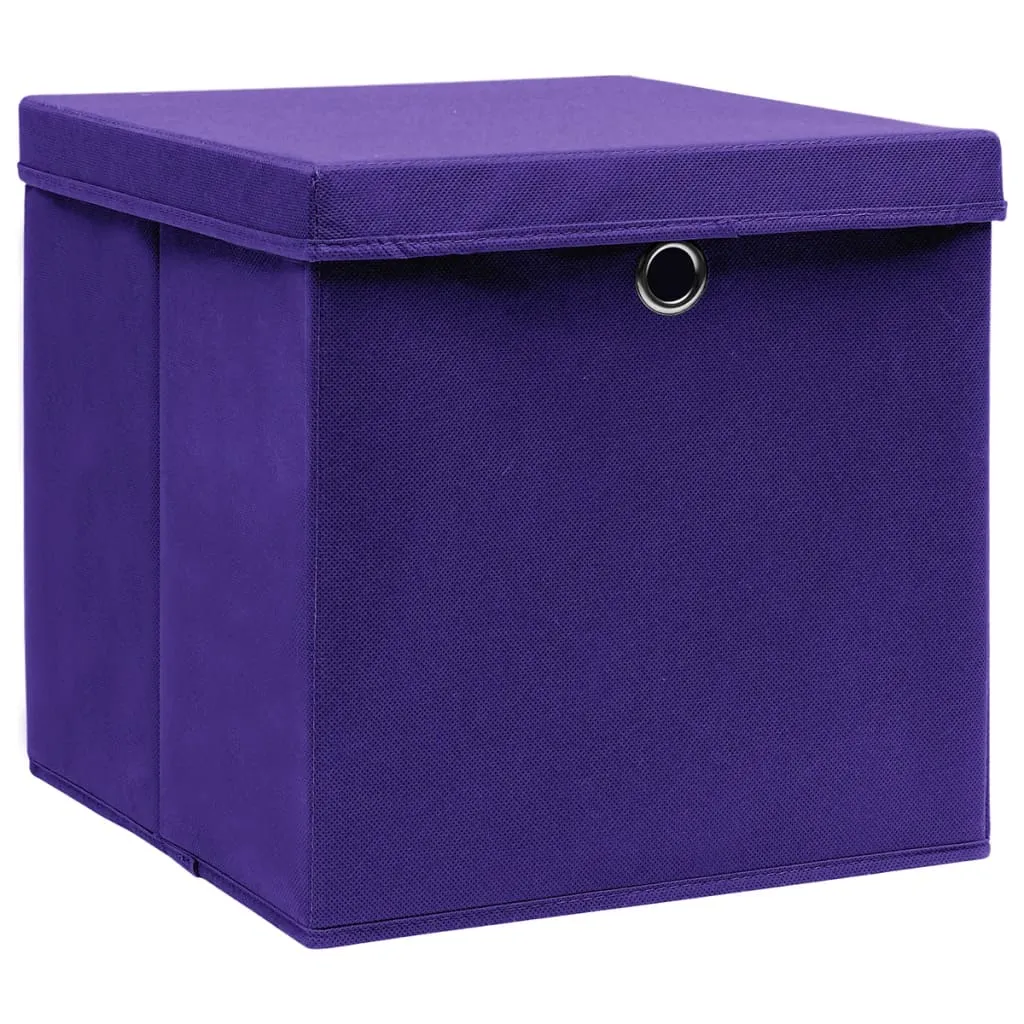 Storage Boxes with Covers 4 pcs 28x28x28 cm Purple