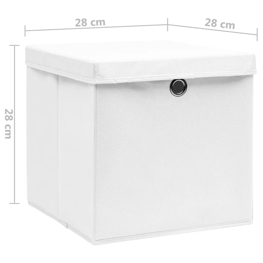 Storage Boxes with Covers 4 pcs 28x28x28 cm White