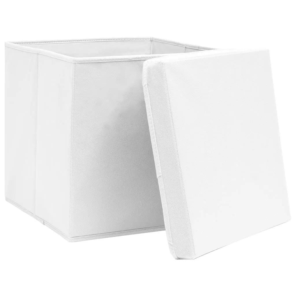 Storage Boxes with Covers 4 pcs 28x28x28 cm White