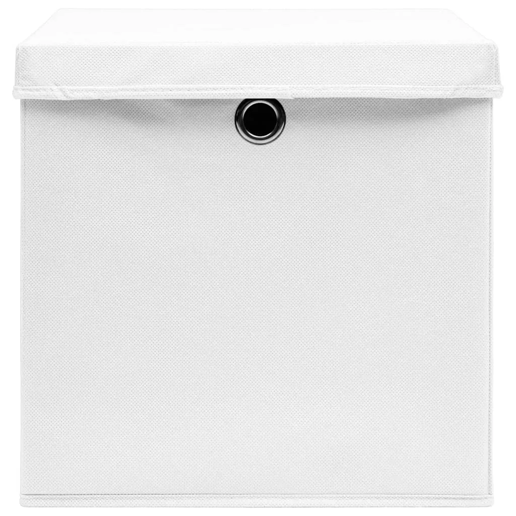 Storage Boxes with Covers 4 pcs 28x28x28 cm White