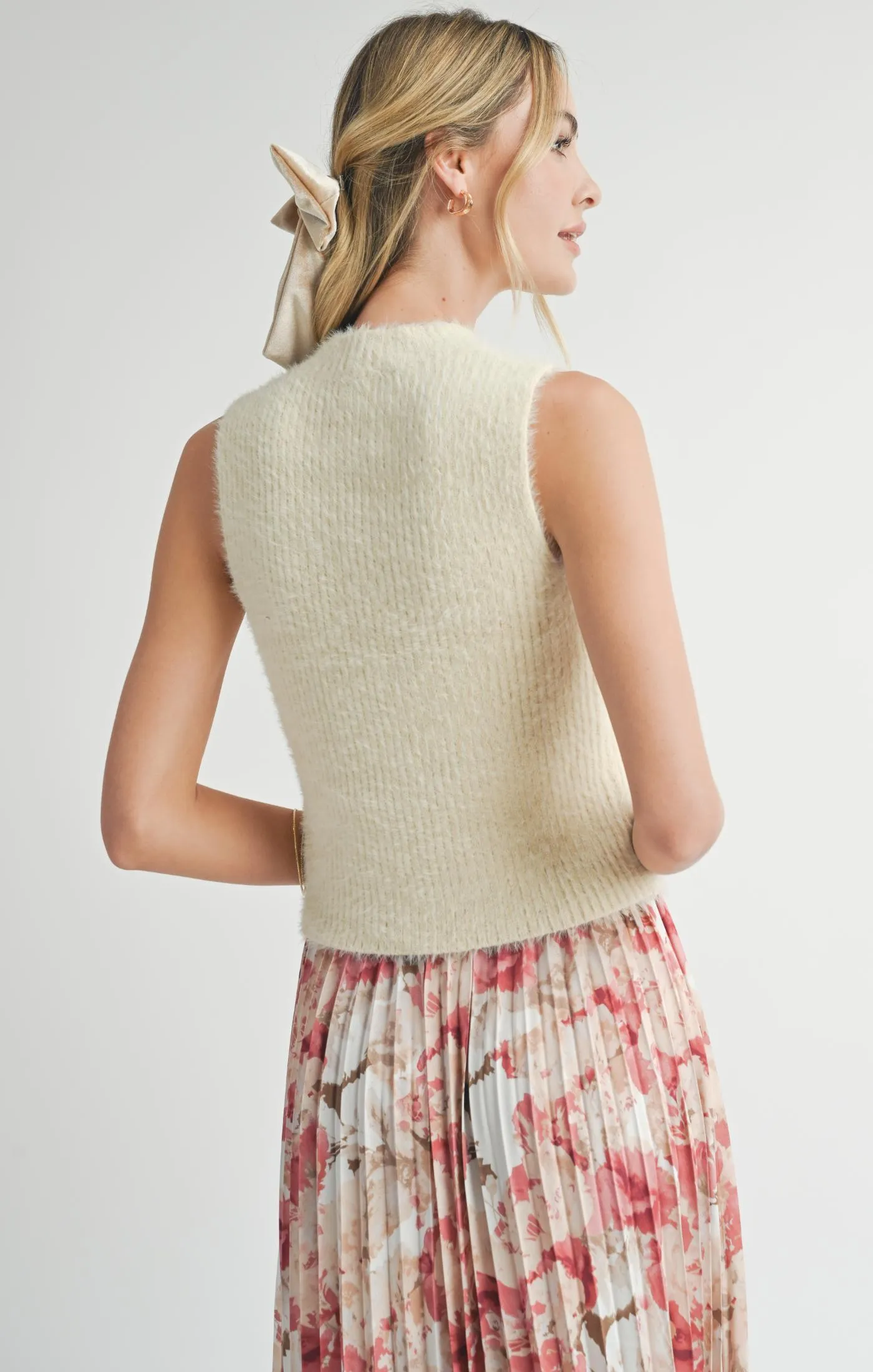 Tanna Fuzzy Sweater Tank - Ivory