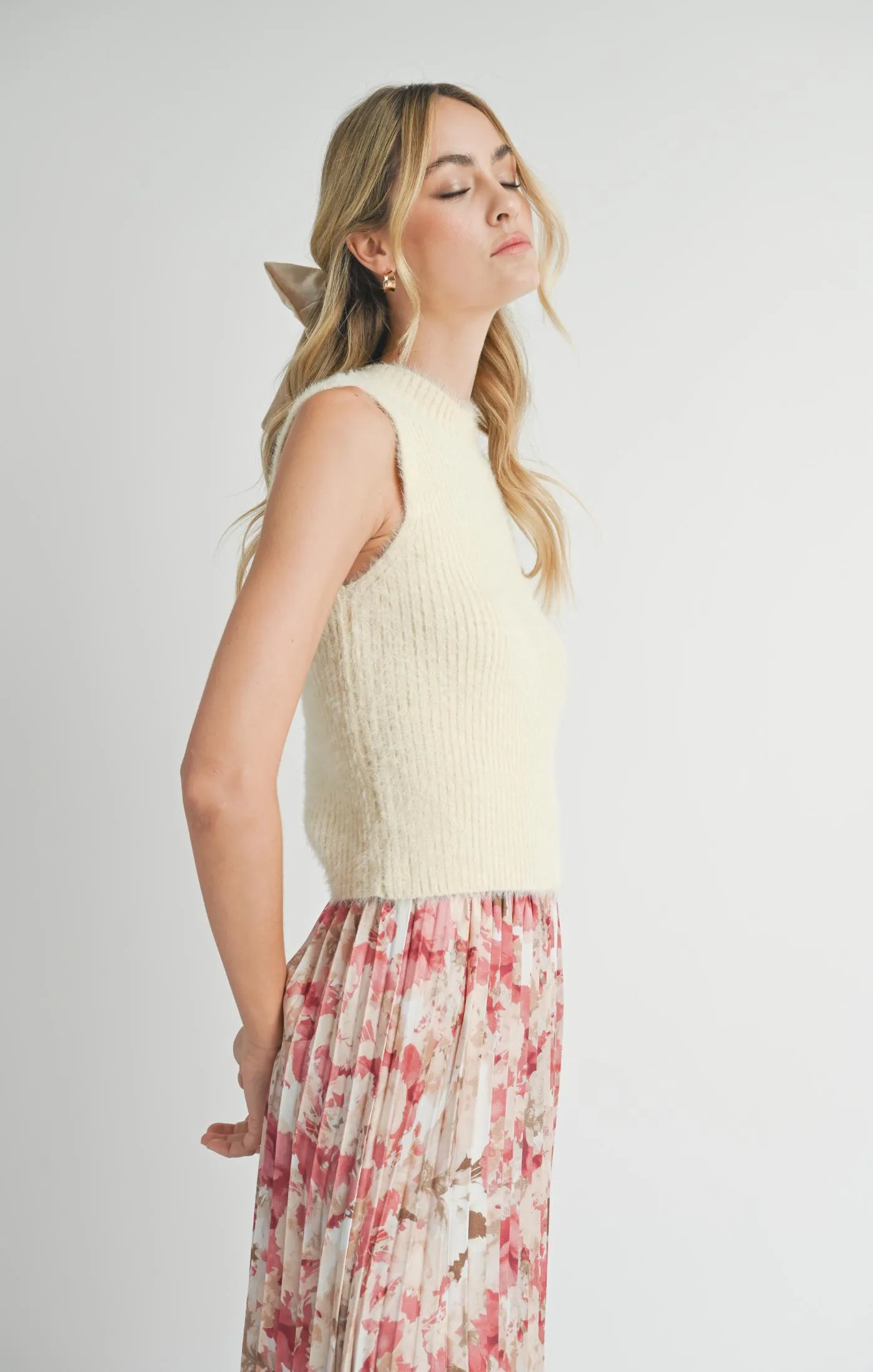 Tanna Fuzzy Sweater Tank - Ivory