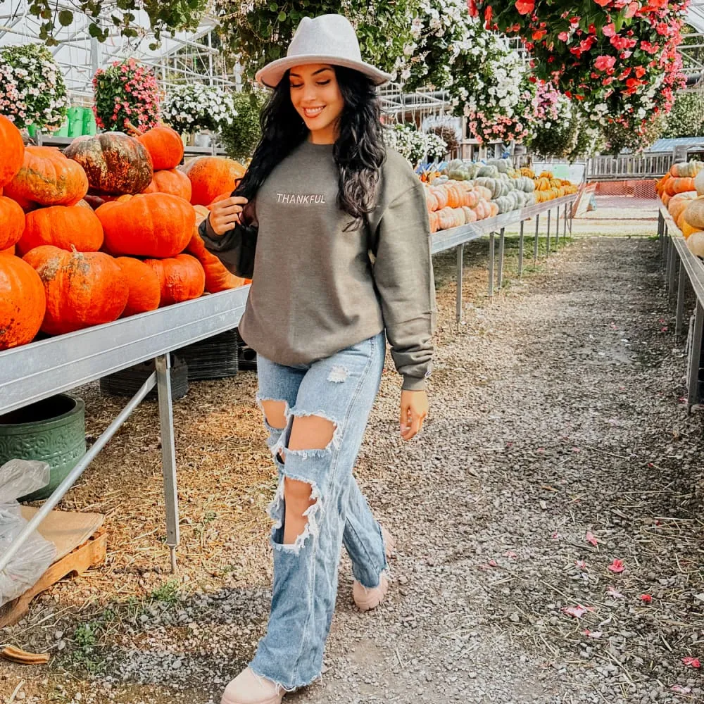 Thankful Embroidered Sweatshirt