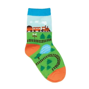 Train Tracks Crew Socks (Age 2-4)