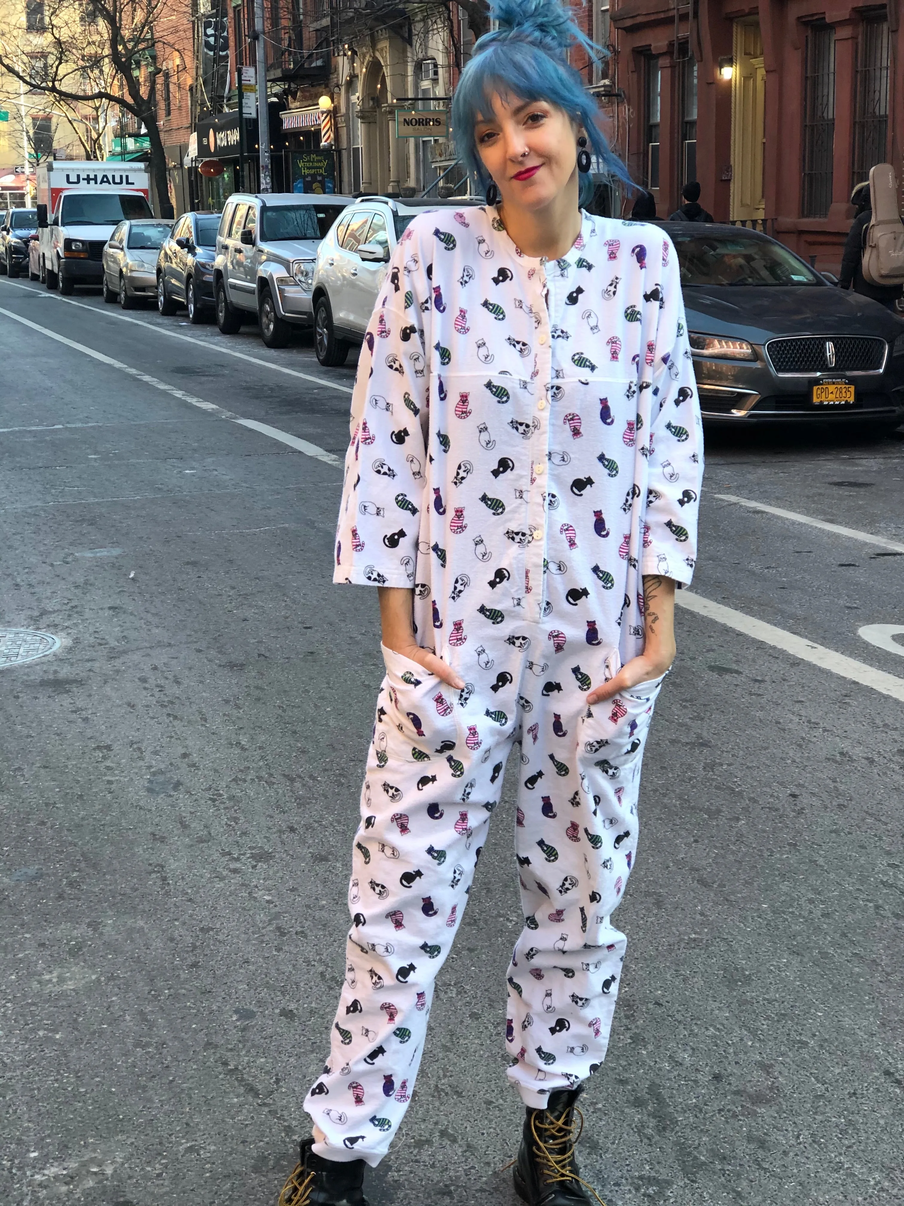 Vintage 80s Kitty Cat Onesie Jumpsuit