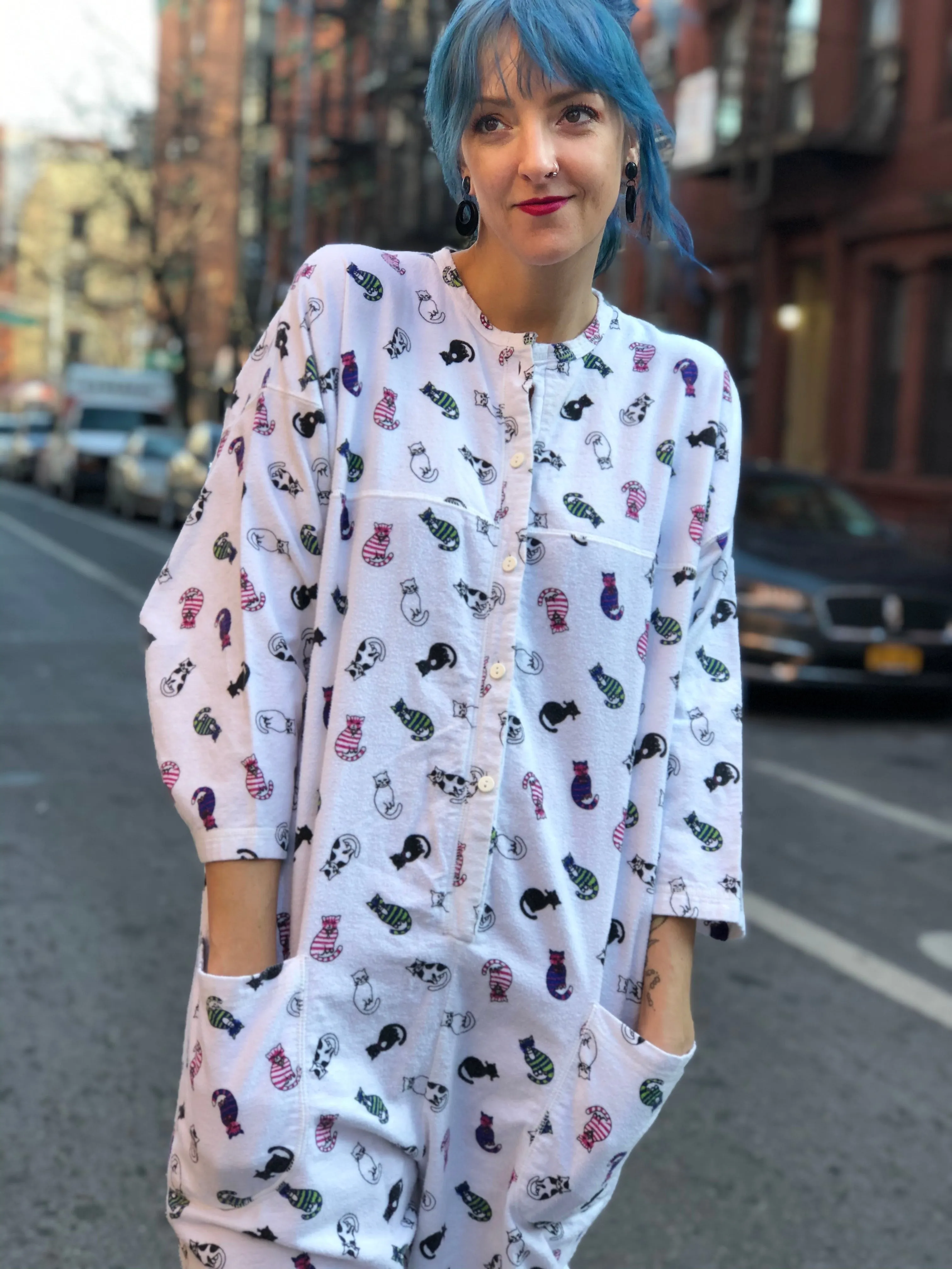 Vintage 80s Kitty Cat Onesie Jumpsuit