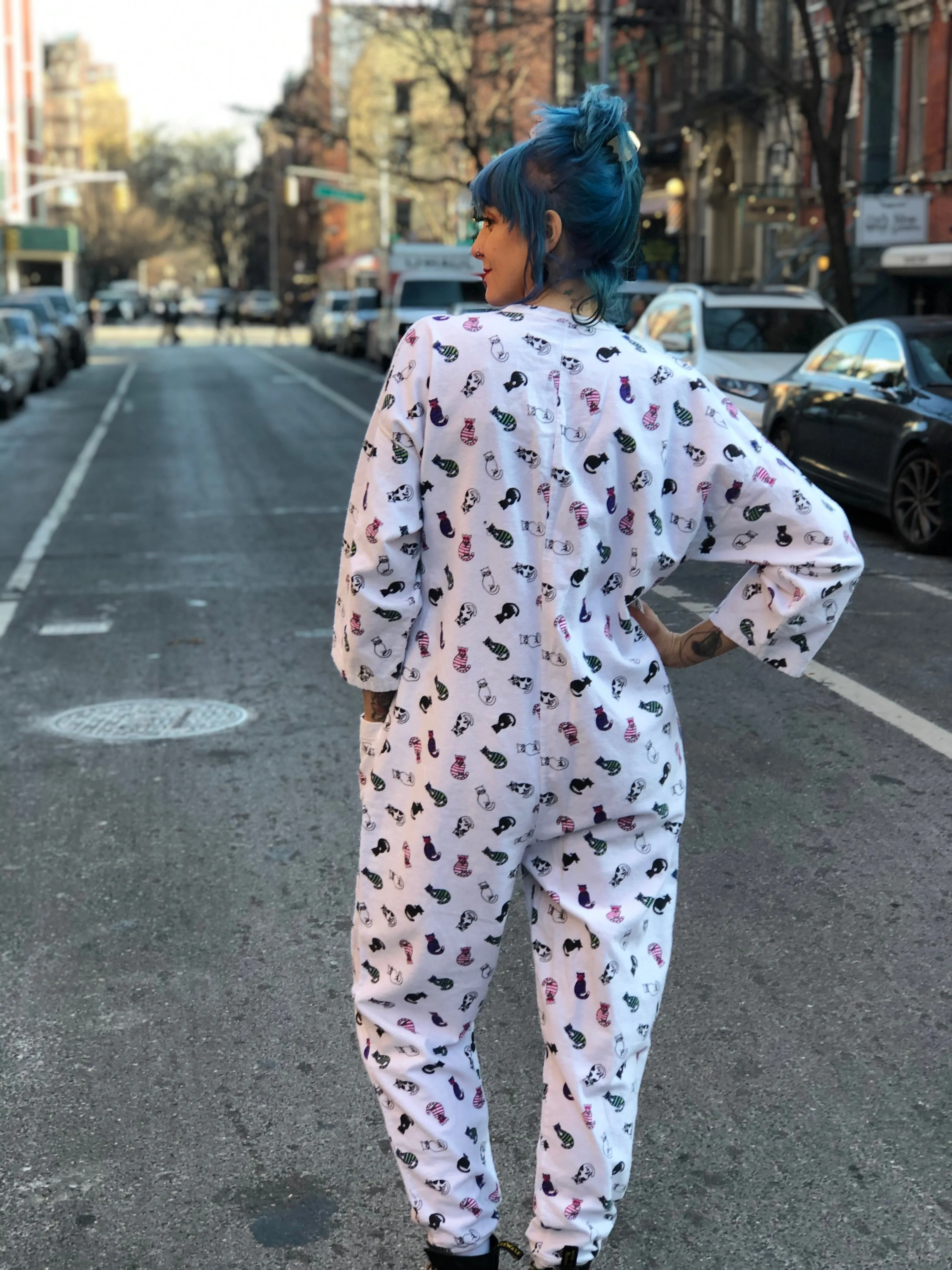 Vintage 80s Kitty Cat Onesie Jumpsuit