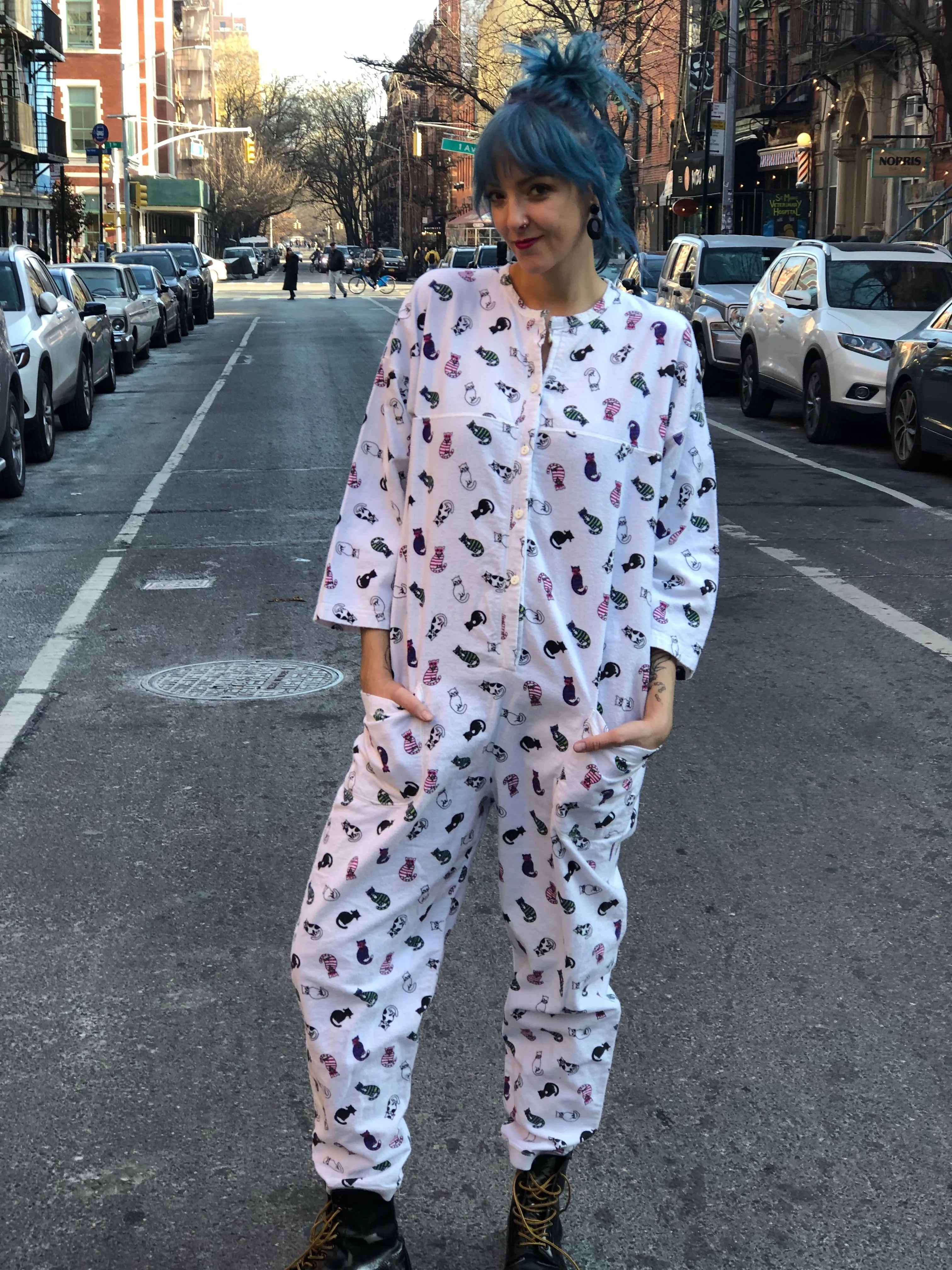 Vintage 80s Kitty Cat Onesie Jumpsuit