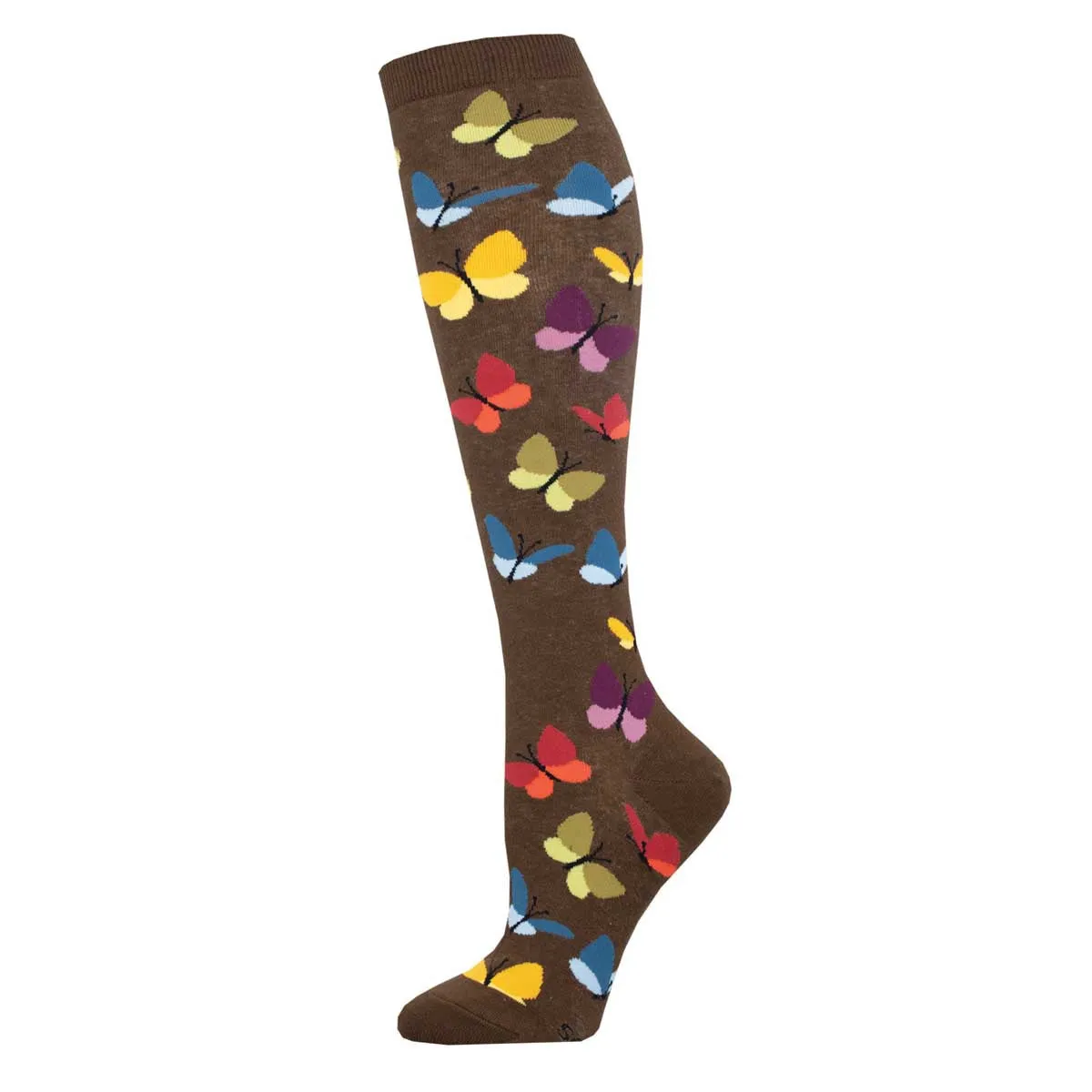 Wind Beneath Our Wings, Butterflies  (Mocha) Women's Knee Highs