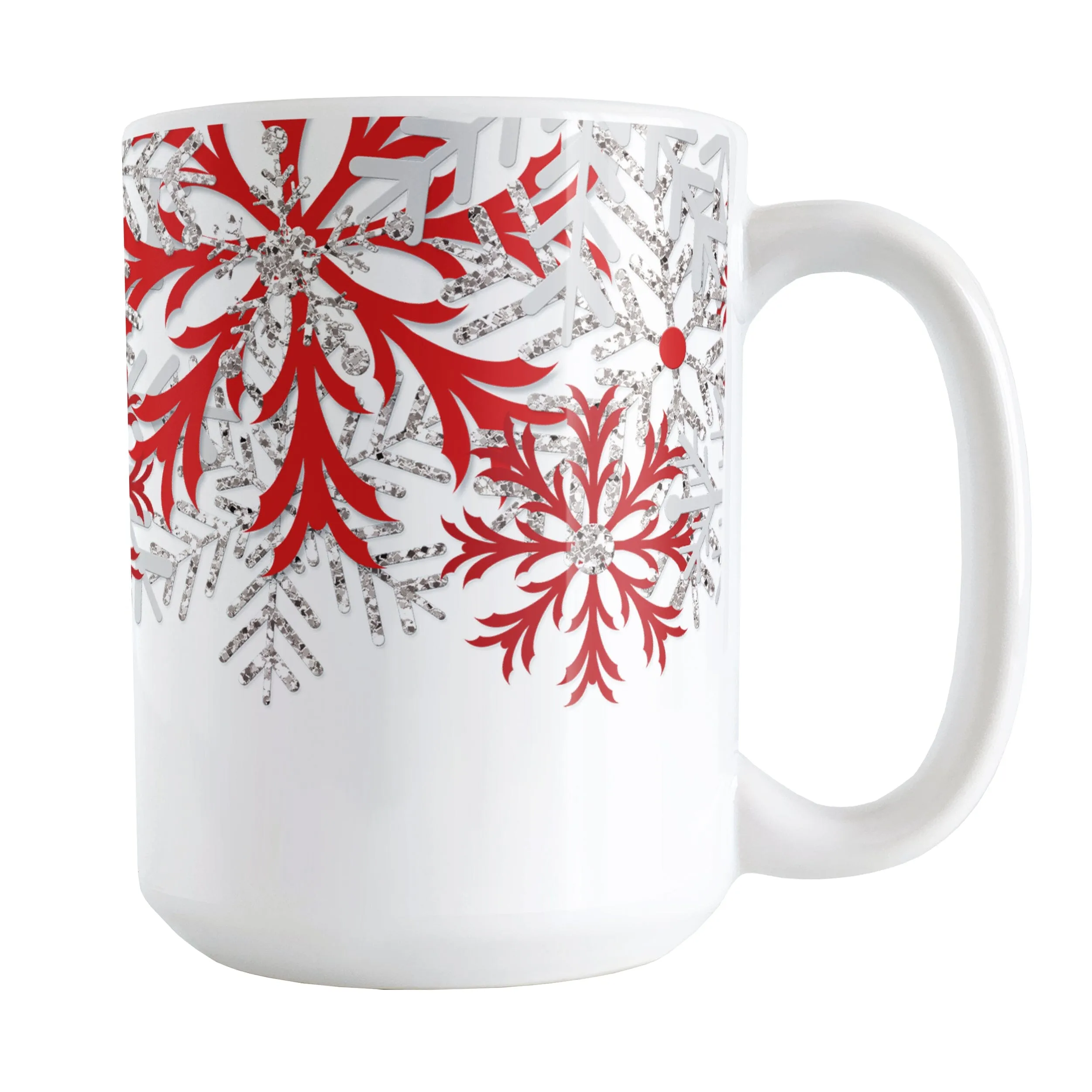 Winter Red Silver Snowflake Mug