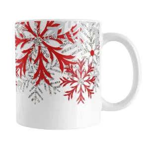 Winter Red Silver Snowflake Mug