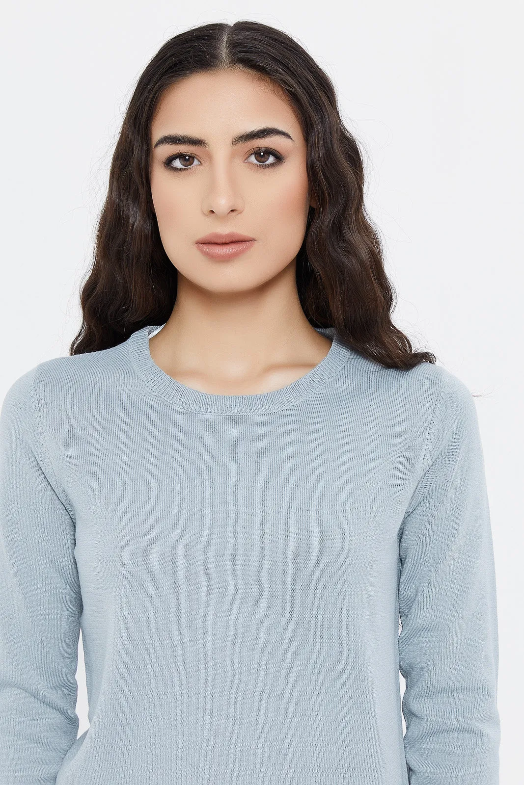 Women Blue Basic Pullover