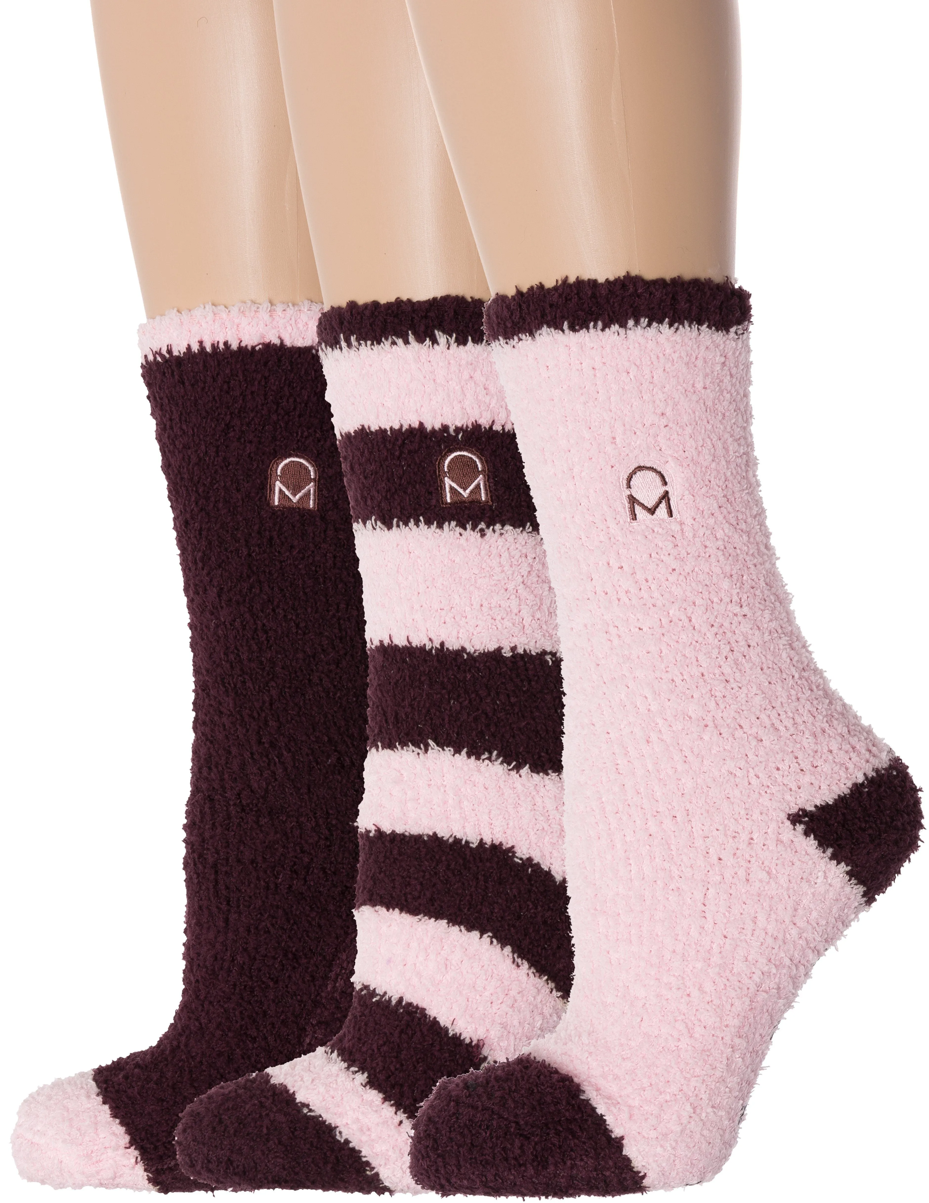 Women's (3 Pairs) Soft Anti-Skid Fuzzy Winter Crew Socks