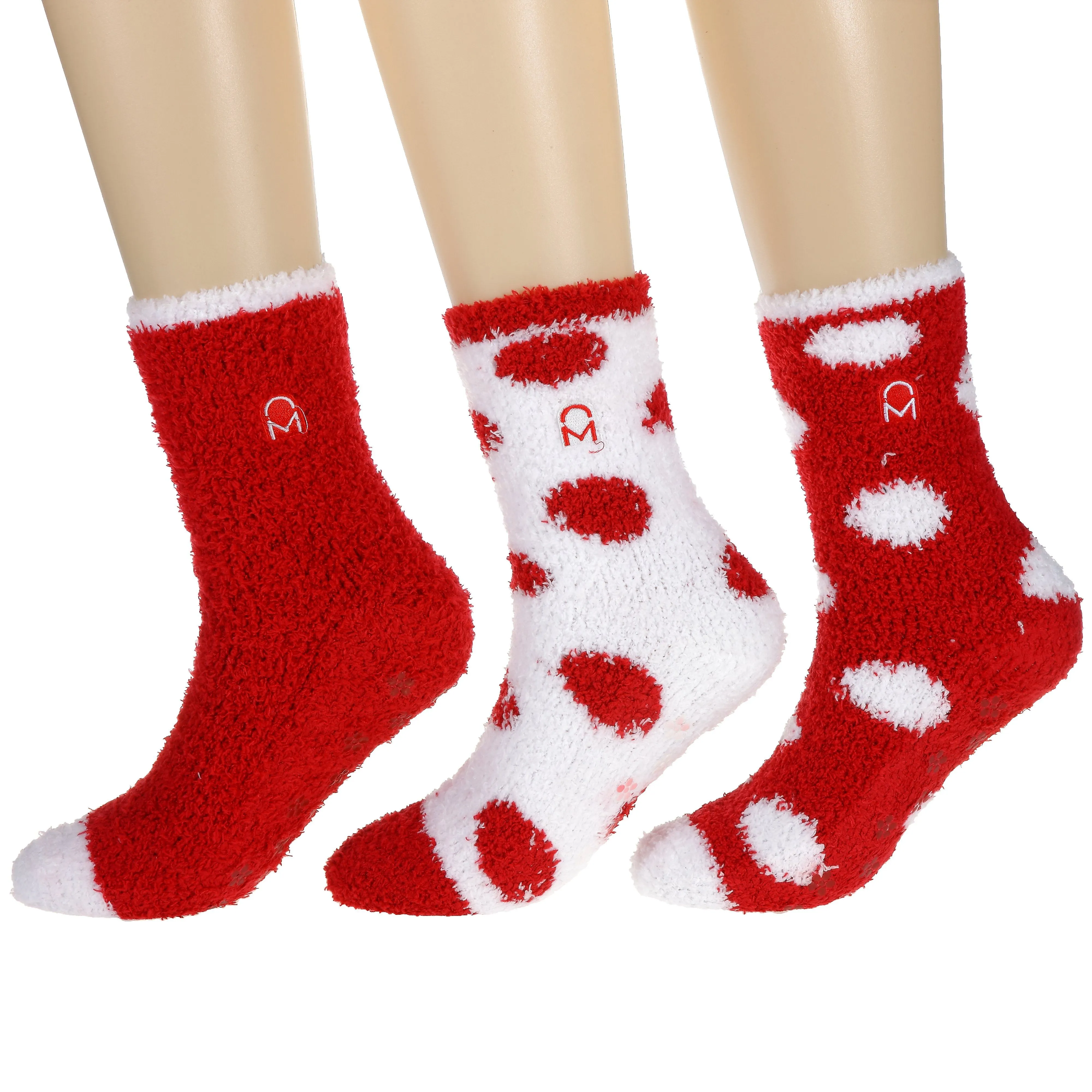 Women's (3 Pairs) Soft Anti-Skid Fuzzy Winter Crew Socks