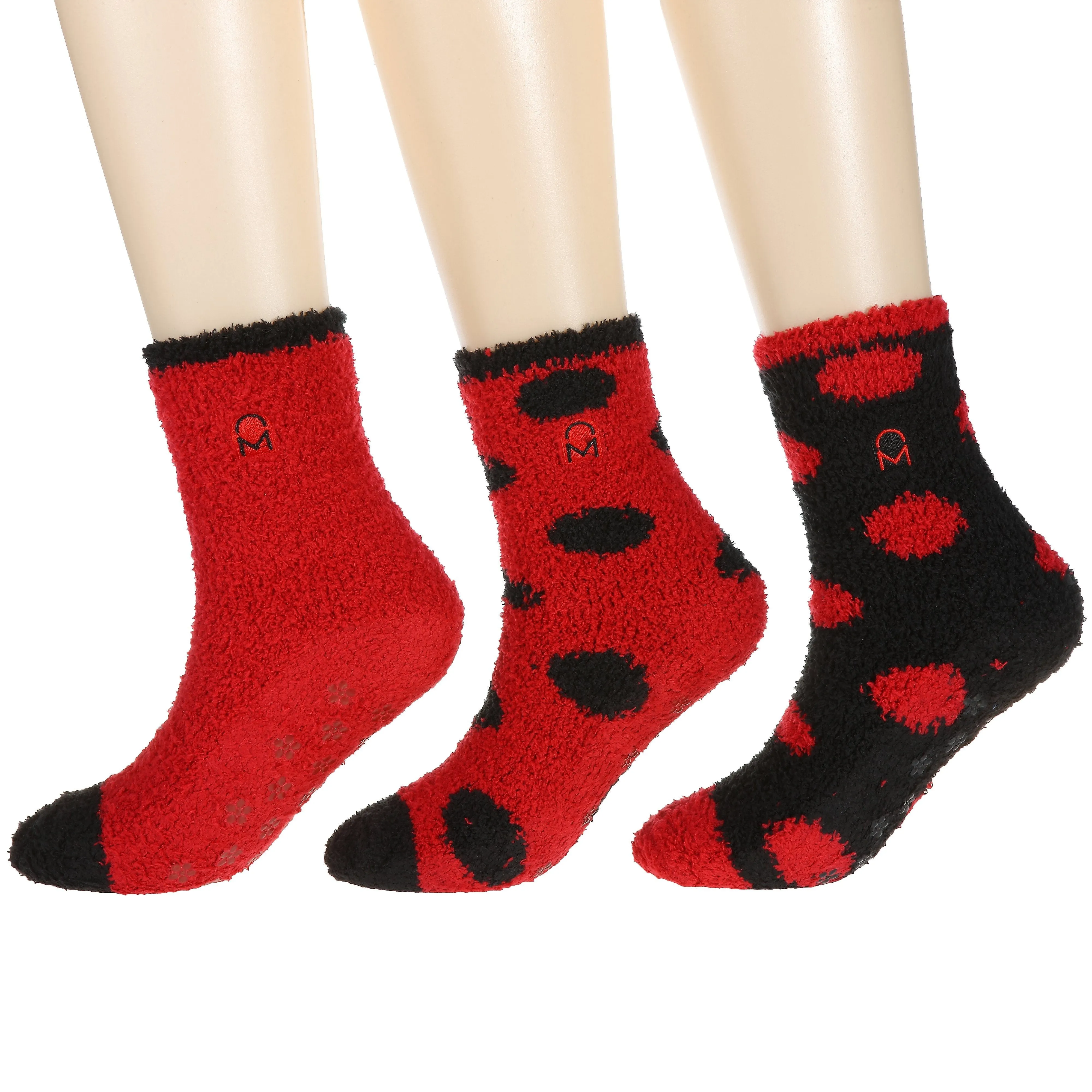 Women's (3 Pairs) Soft Anti-Skid Fuzzy Winter Crew Socks