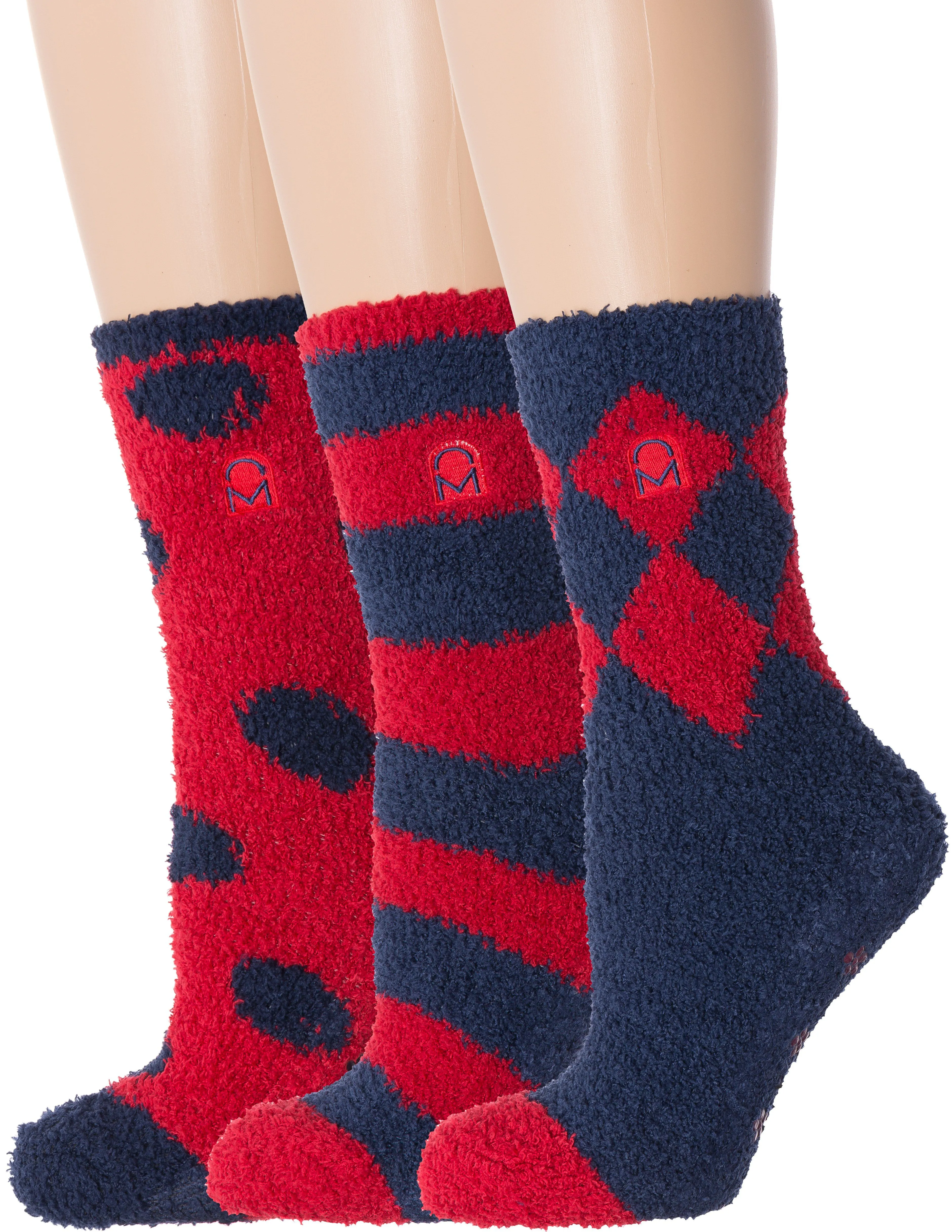 Women's (3 Pairs) Soft Anti-Skid Fuzzy Winter Crew Socks