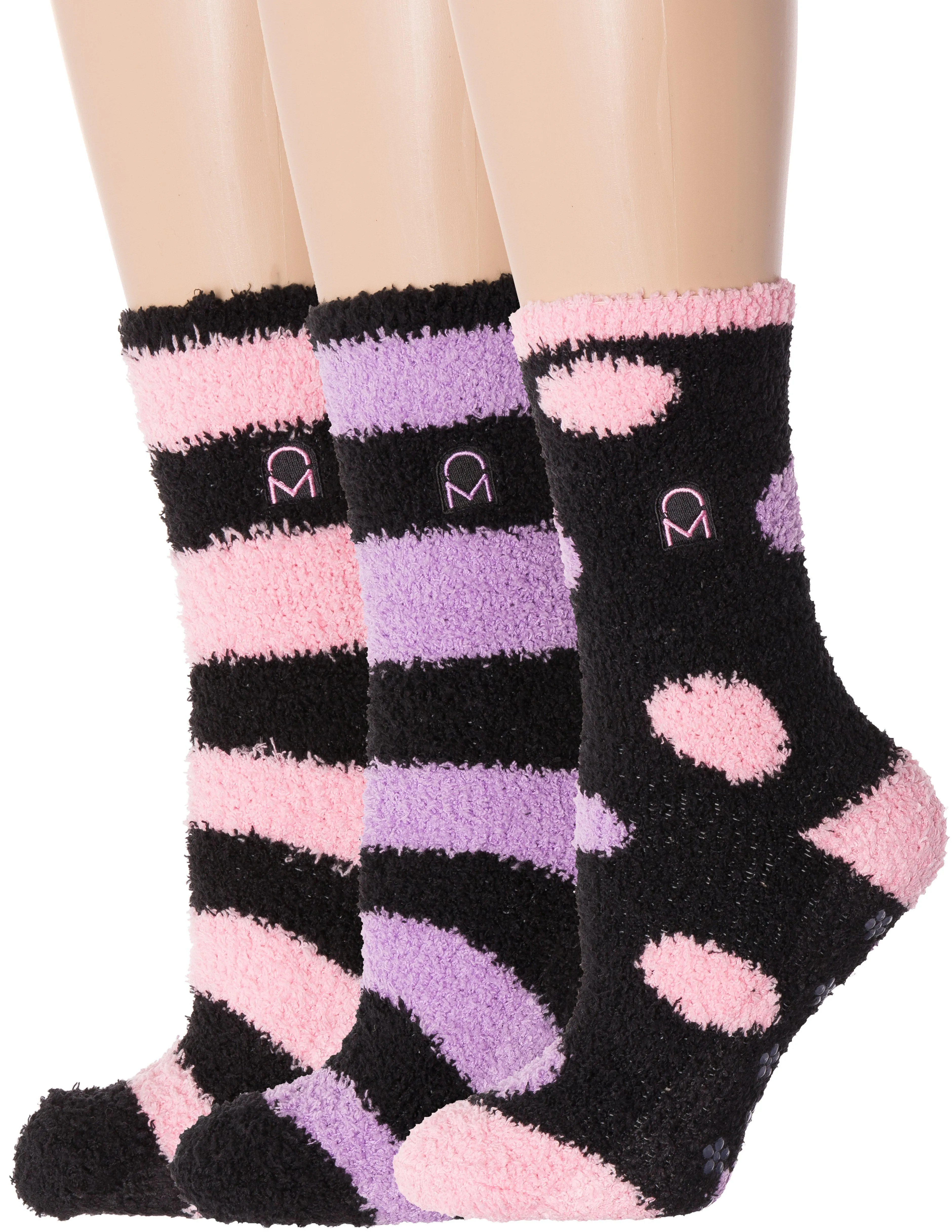 Women's (3 Pairs) Soft Anti-Skid Fuzzy Winter Crew Socks