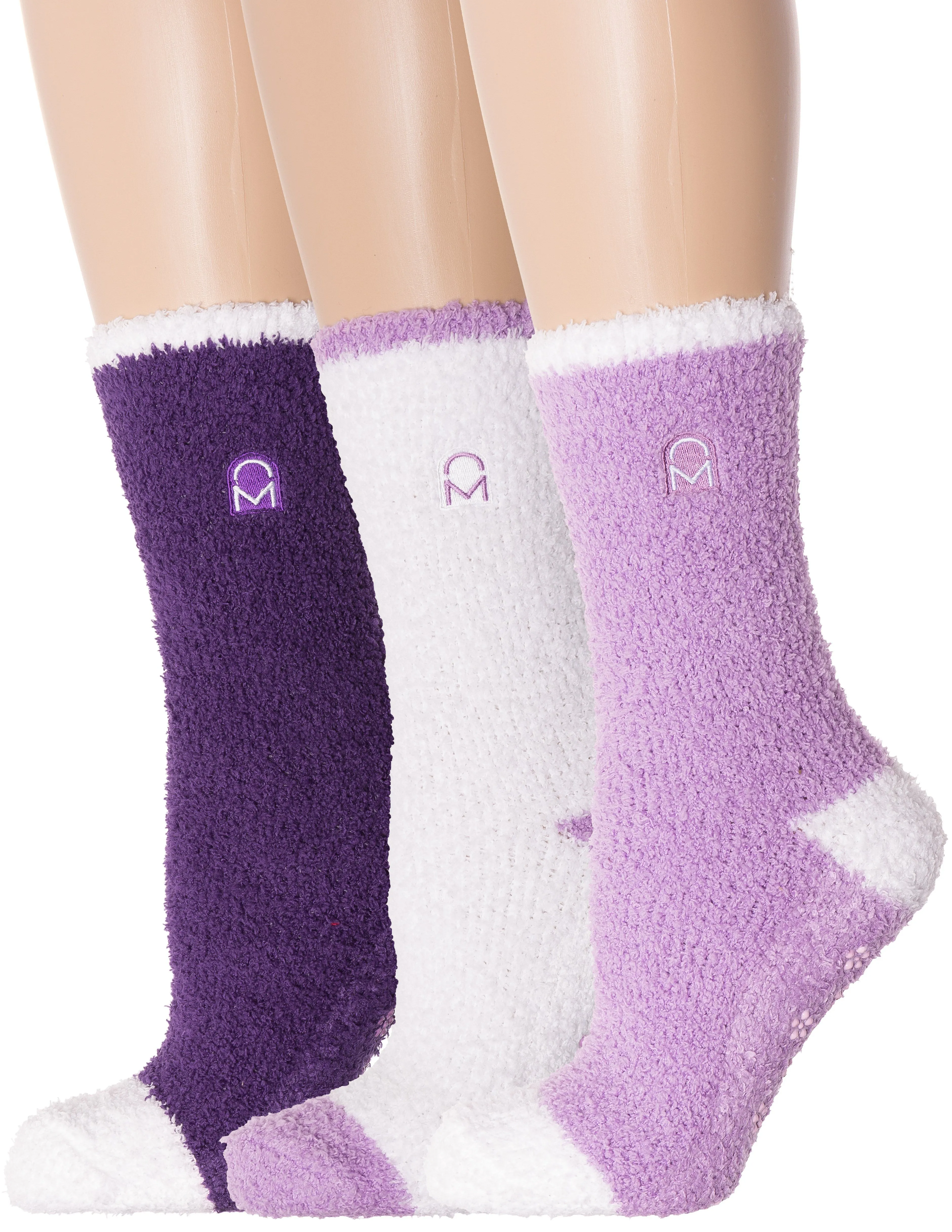 Women's (3 Pairs) Soft Anti-Skid Fuzzy Winter Crew Socks