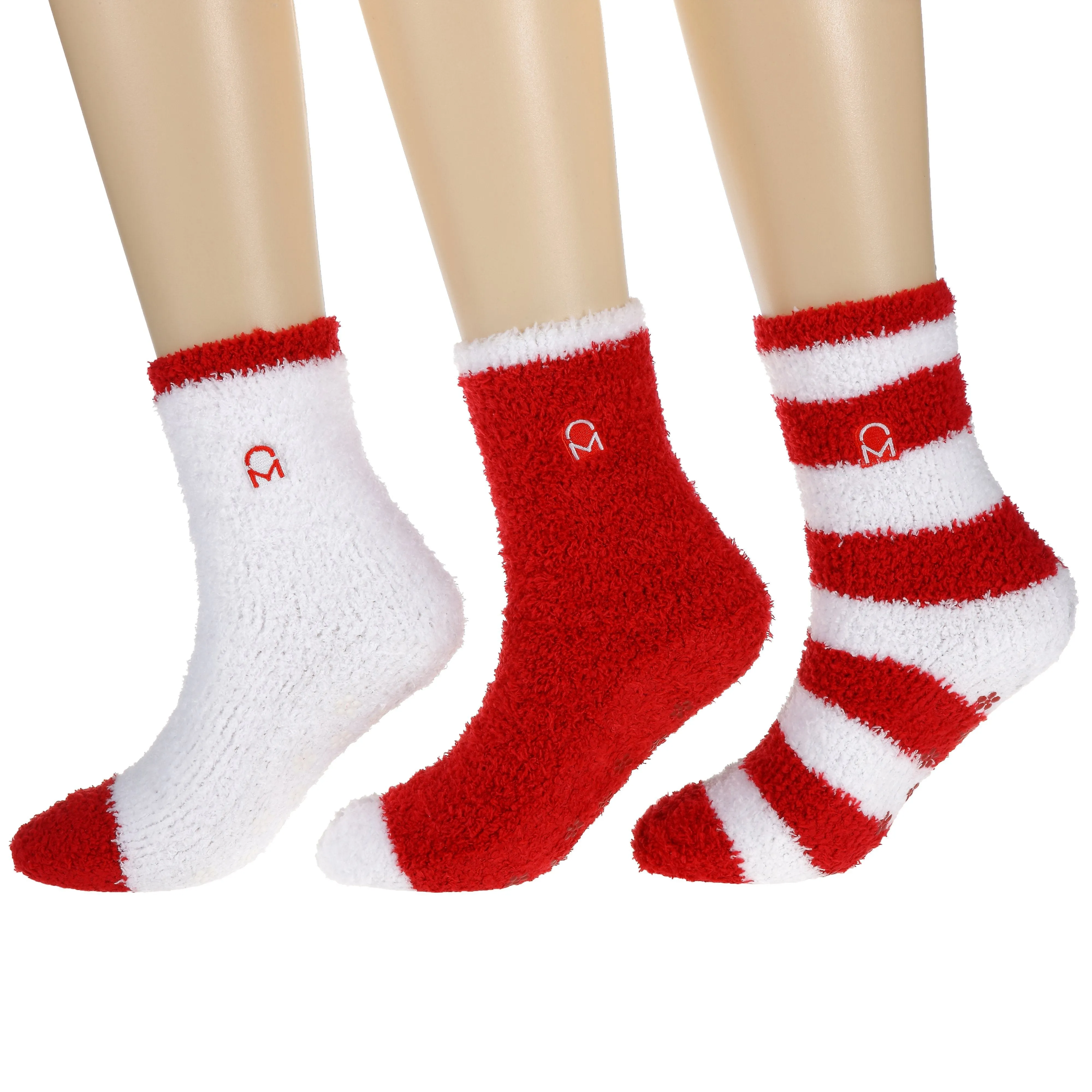 Women's (3 Pairs) Soft Anti-Skid Fuzzy Winter Crew Socks