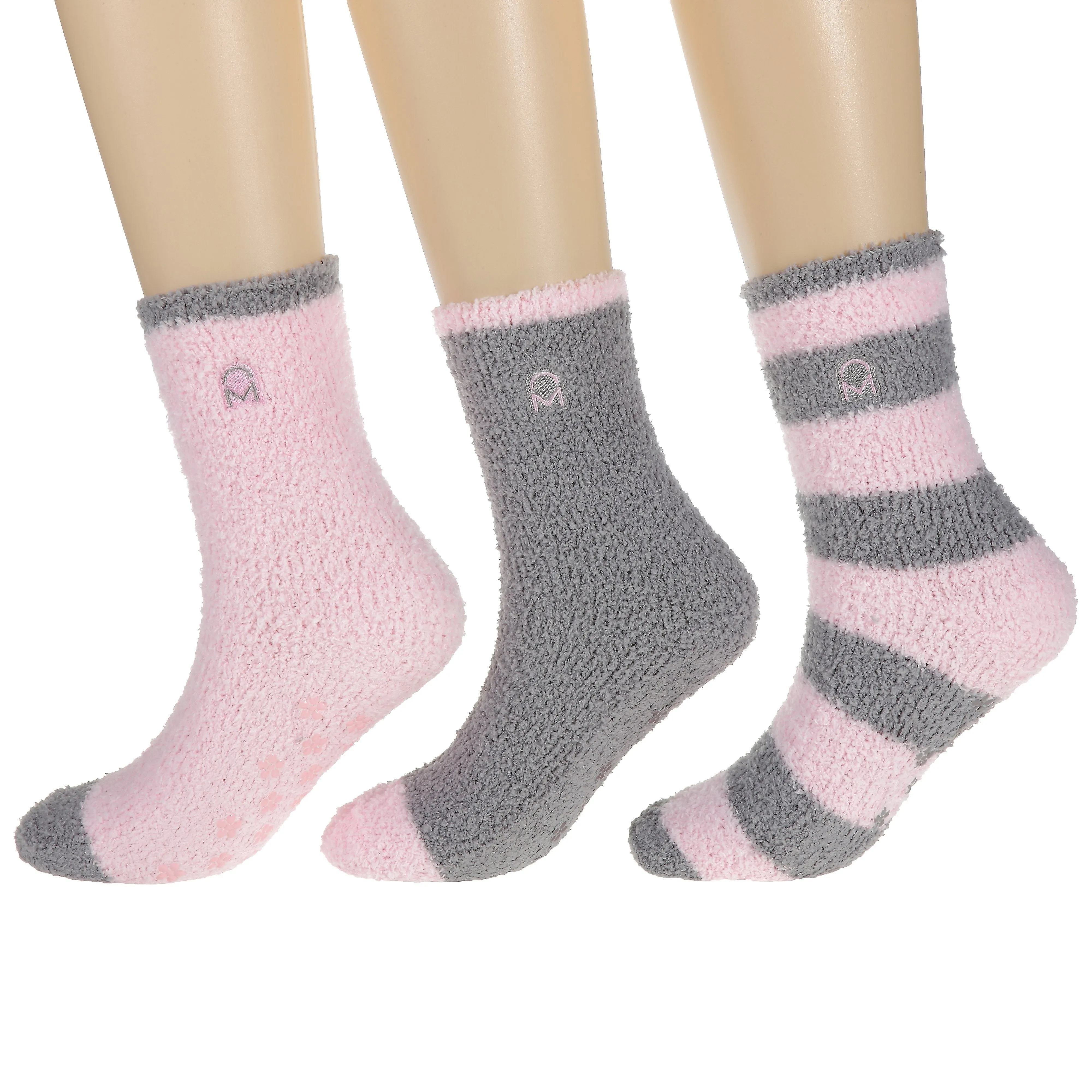 Women's (3 Pairs) Soft Anti-Skid Fuzzy Winter Crew Socks