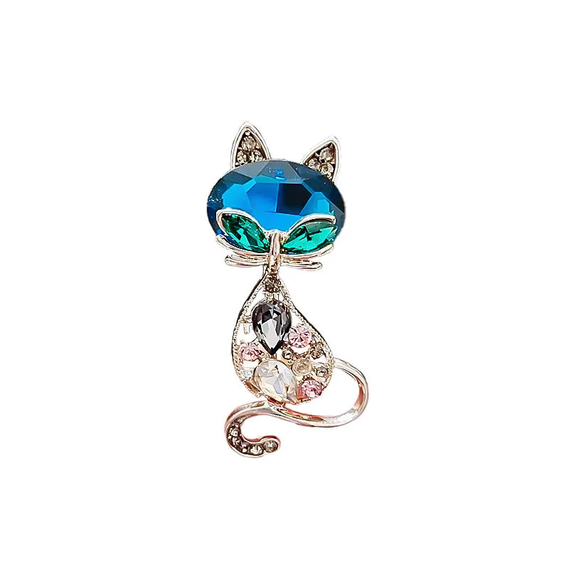 Women's Teal Eyes Fox Brooch