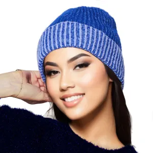 Zeta Phi Beta Inspired Beanie Cuffed Hat for Women Blue Two Tone