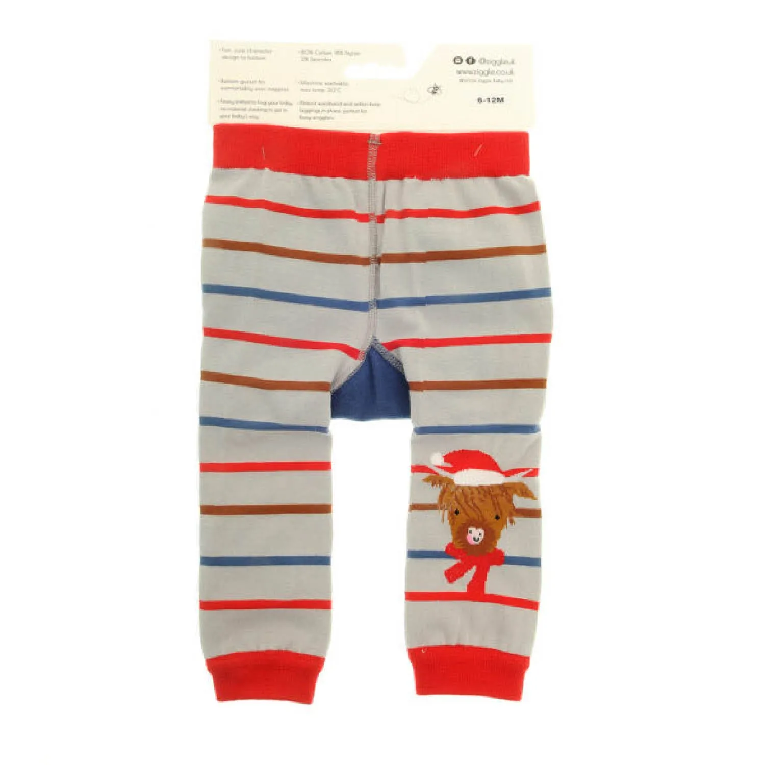 Ziggle Baby 6-12 Months Highland Cow Christmas Leggings & Socks Set