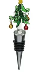 Zinc Alloy Wine Stopper w/ Hand-Painted Glass Holiday Icon