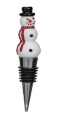 Zinc Alloy Wine Stopper w/ Hand-Painted Glass Holiday Icon