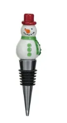 Zinc Alloy Wine Stopper w/ Hand-Painted Glass Holiday Icon