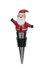 Zinc Alloy Wine Stopper w/ Hand-Painted Glass Holiday Icon